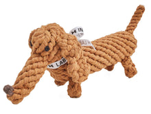 Load image into Gallery viewer, LABONI Teddy Grey, kokvilnas virves rotaļlieta sunim, Taksītis, brūns, 28 cm