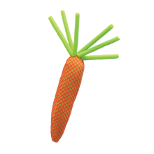 Load image into Gallery viewer, KONG Cat Nibble Carrot, īpaša materiāla čaukstošs burkāns zobu tīrīšanai, ar kaķumētru un elastīgām spirālītēm, 10/15 cm