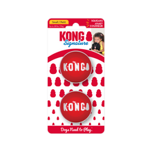 Load image into Gallery viewer, KONG Signature Balls, sarkana, izturīgas gumijas bumba, pīkst, S, līdz 9 kg, 2 gab.