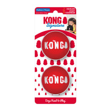 Load image into Gallery viewer, KONG Signature Balls, sarkana, izturīgas gumijas bumba, pīkst, M, līdz 16 kg, 2 gab.