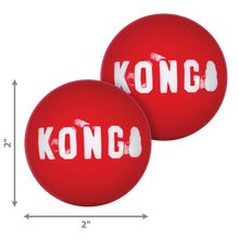 Load image into Gallery viewer, KONG Signature Balls, sarkana, izturīgas gumijas bumba, pīkst, S, līdz 9 kg, 2 gab.