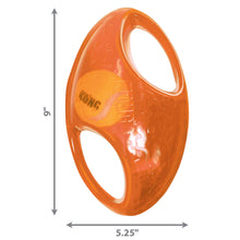 Load image into Gallery viewer, KONG Jumbler regbija bumba, izturīga gumijas bumba ar rokturiem, pīkst, BONUSĀ - Airdog bumba, L/XL, 24 cm