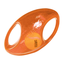 Load image into Gallery viewer, KONG Jumbler regbija bumba, izturīga gumijas bumba ar rokturiem, pīkst, BONUSĀ - Airdog bumba, L/XL, 24 cm