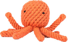 Load image into Gallery viewer, LABONI Squidward Squid, kokvilnas virves rotaļlieta sunim, Kalmārs, oranžs, 16 cm