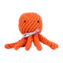 Load image into Gallery viewer, LABONI Squidward Squid, kokvilnas virves rotaļlieta sunim, Kalmārs, oranžs, 16 cm
