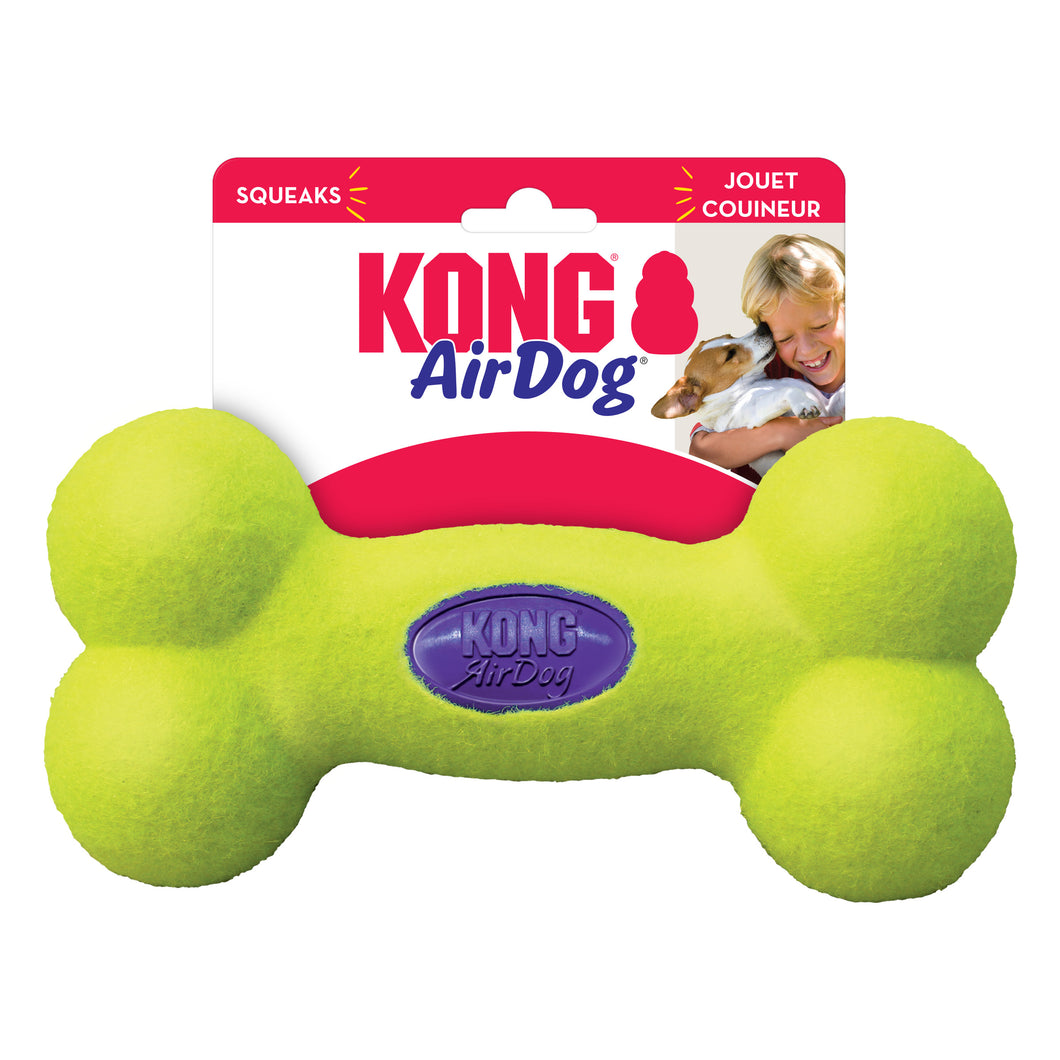 KONG AirDog Squeaker Kauls, pīkst, tenisa bumbas materiāla, L, 23.5 x 11.5 cm