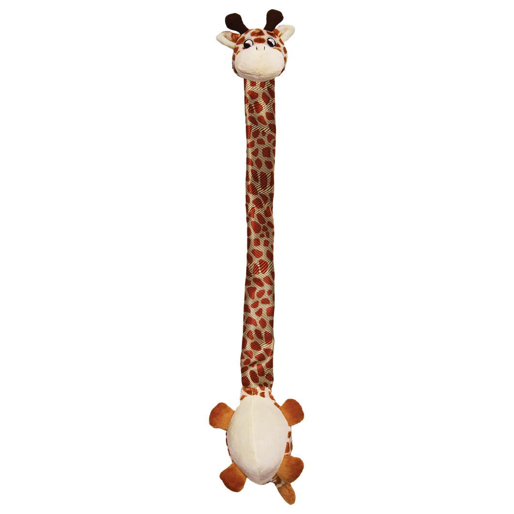 KONG Danglers Giraffe, Žirafe, 30 cm garš, čaukstošs kals, 2 pīkstuļi