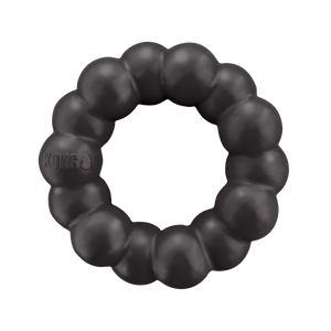 KONG Extreme Ring, superizturīgs melns gumijas bumbiņu riņķis, XL, 13 cm