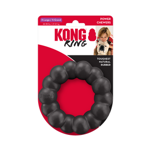 KONG Extreme Ring, superizturīgs melns gumijas bumbiņu riņķis, XL, 13 cm