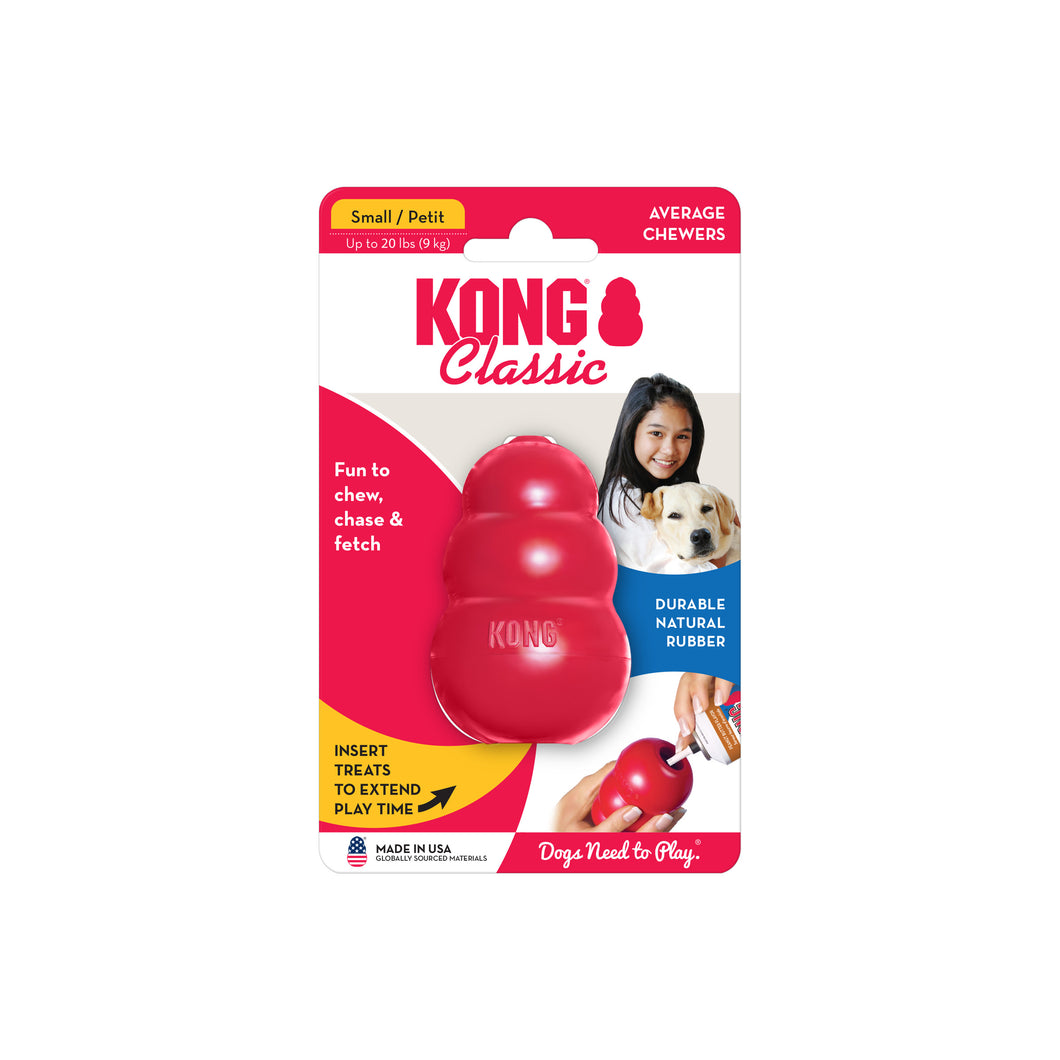 KONG Classic izturīga gumijas manta sunim, sarkana, S, 7.6 cm