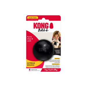 KONG Extreme Ball, superizturīga melna gumijas bumba, var piepildīt, S, 6.3 cm