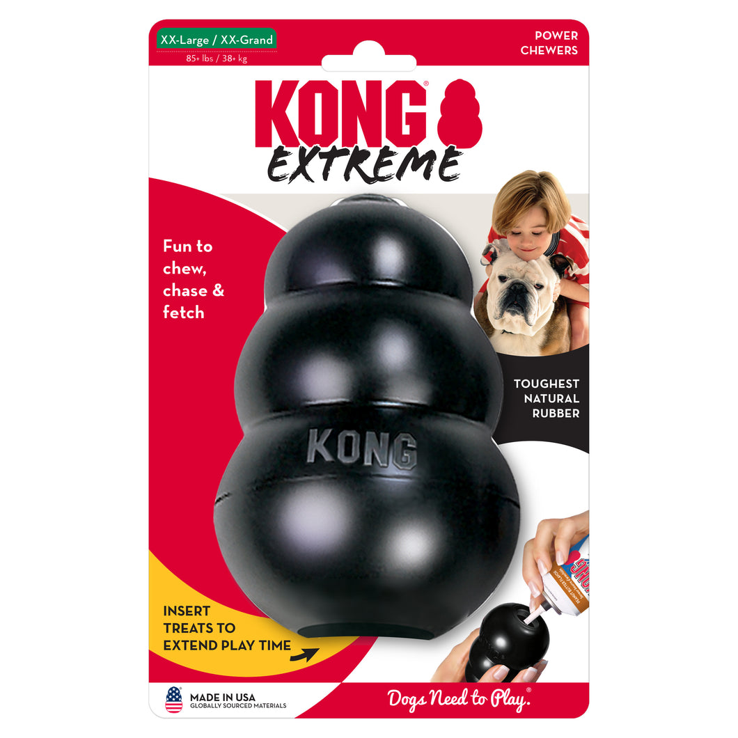 KONG Extreme superizturīga gumijas manta sunim, melna, var piepildīt, XXL, 15.2 cm