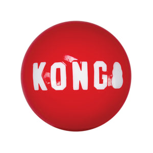 KONG Signature Balls, sarkana, izturīgas gumijas bumba, pīkst, S, līdz 9 kg, 2 gab.