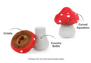 PLAY Blooming Buddies Mutt Mushroom, mušmire, 2 mantas vienā, cepure pīkst, kāts kraukšķ, 18 cm