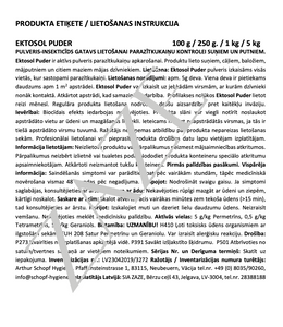 Ektosol Puder, permetrīna pulveris, 250 g