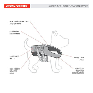 EZYDOG DFD Micro peldveste sunim, izmērs MXS