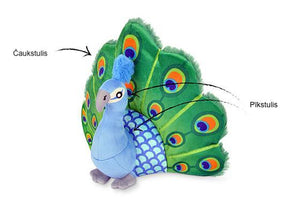 PLAY Fetching Flock Peacock, pāvs, čaukst, ar 2 pīkstuļiem, 32 cm